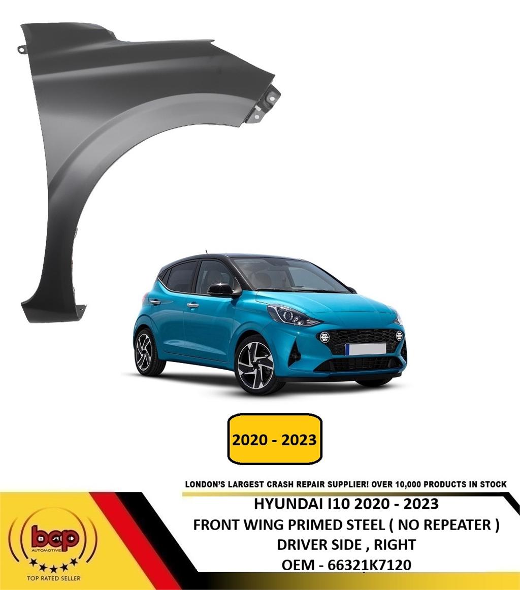 HYUNDAI I10 2020 - 2023 FRONT WING PRIMED NO REPEATER DRIVER RIGHT 66321K7120