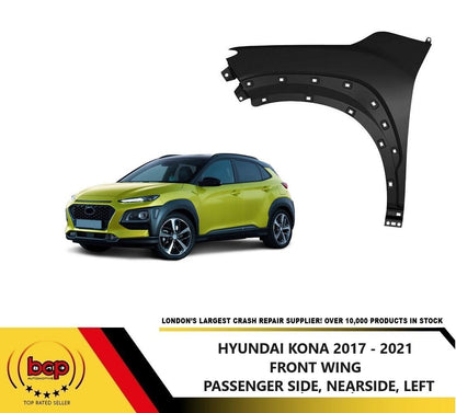 HYUNDAI KONA 2017 – 2021 FRONT WING PASSENGERS SIDE FENDER PANEL LEFT PRIMED