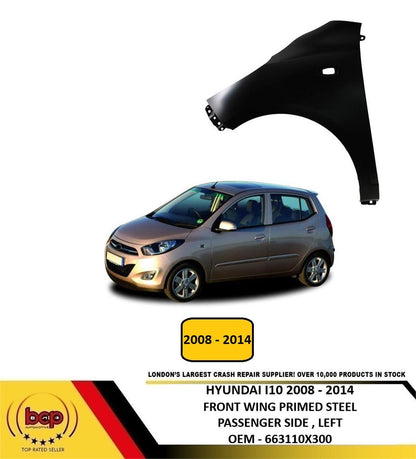 HYUNDAI i10 2008 - 2014 FRONT WING FENDER LEFT PASSENGER SIDE NEW PRIMED