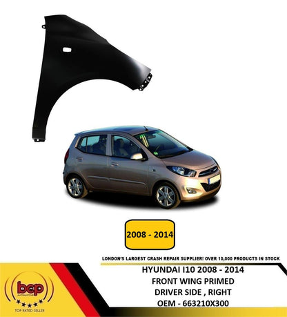 HYUNDAI i10 2008 - 2014 FRONT WING FENDER RIGHT DRIVERS SIDE NEW PRIMED