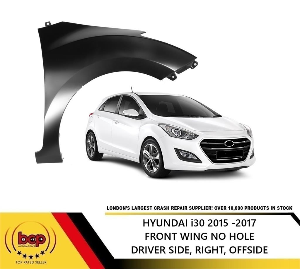 HYUNDAI i30 2015 - 2017 FRONT WING RIGHT DRIVERS NO IND HOLE  PRIMED