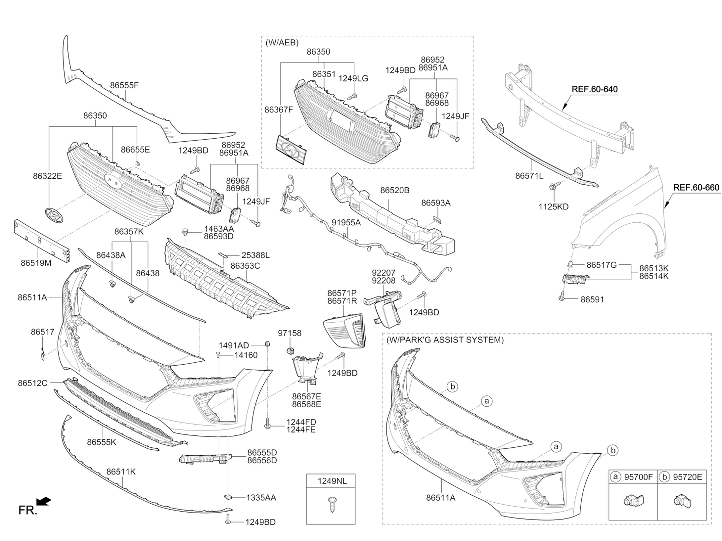 HYUNDAI IONIQ 2019 -2023 FRONT BUMPER BRACKET GUIDE DRIVER SIDE RIGHT 86514G2000