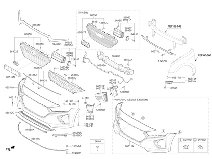 HYUNDAI IONIQ 2016 -2019 FRONT BUMPER BRACKET GUIDE DRIVER SIDE RIGHT 86514G2000