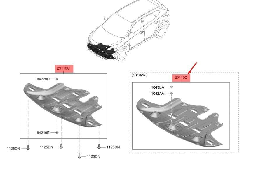 HYUNDAI TUCSON 2015 - 2018 ENGINE UNDERTRAY UNDERCOVER SHIELD GUARD 29110D7000
