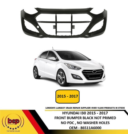 HYUNDAI i30 2015 - 2017 FRONT BUMPER BLACK NOT PRIMED INSURANCE QUALITY NEW