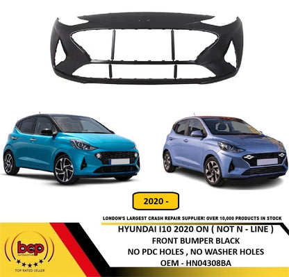 HYUNDAI i10 2020 ON FRONT BUMPER BLACK NOT N - LINE NO PARKING SENSOR 86510K7000