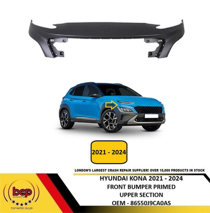 HYUNDAI KONA 2021 - 2024 FRONT BUMPER UPPER SECTION PRIMED NEW 86550J9CA0AS