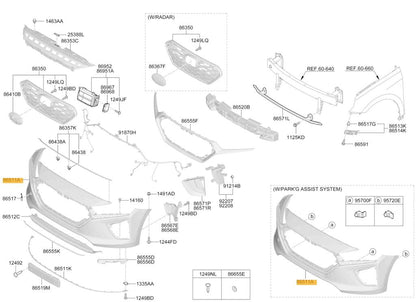 HYUNDAI IONIQ 2020 - 2022 FRONT BUMPER PRIMED NO PARKING SENSOR HOLES 86511G2500