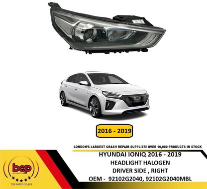 HYUNDAI IONIQ 2016 – 2019  HALOGEN HEADLIGHT BLACK INNER DRIVER SIDE RIGHT NEW