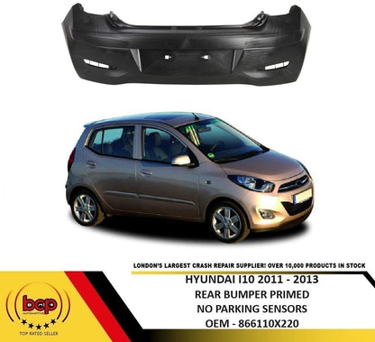 HYUNDAI I10 2011 – 2013 REAR BUMPER PRIMED SMOOTH BLACK WITHOUT PARKING SENSORS