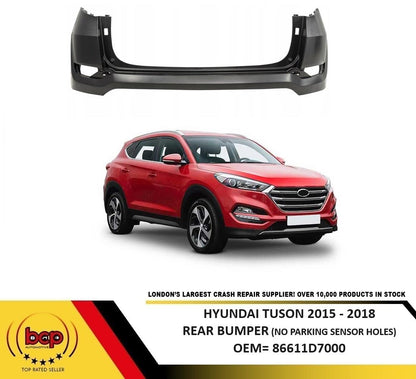 HYUNDAI TUCSON 2015 – 2018 REAR BUMPER UPPER PRIMED NO PDC HOLES 86611D7000