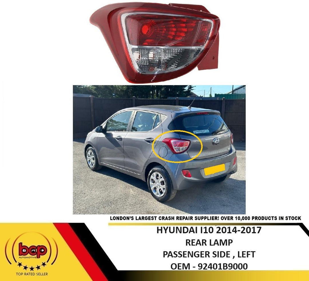 HYUNDAI i10 2014 – 2017 REAR LIGHT PASSENGER SIDE LEFT TAIL LAMP NOT LED
