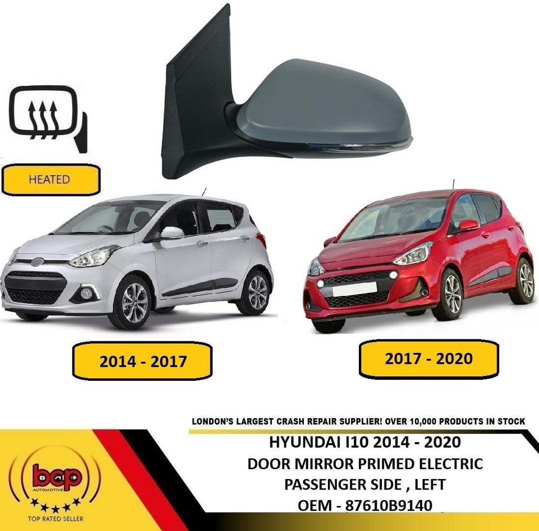 HYUNDAI I10 2014 – 2020 DOOR MIRROR PRIMED ELECTRIC HEATED PASSENGER SIDE LEFT