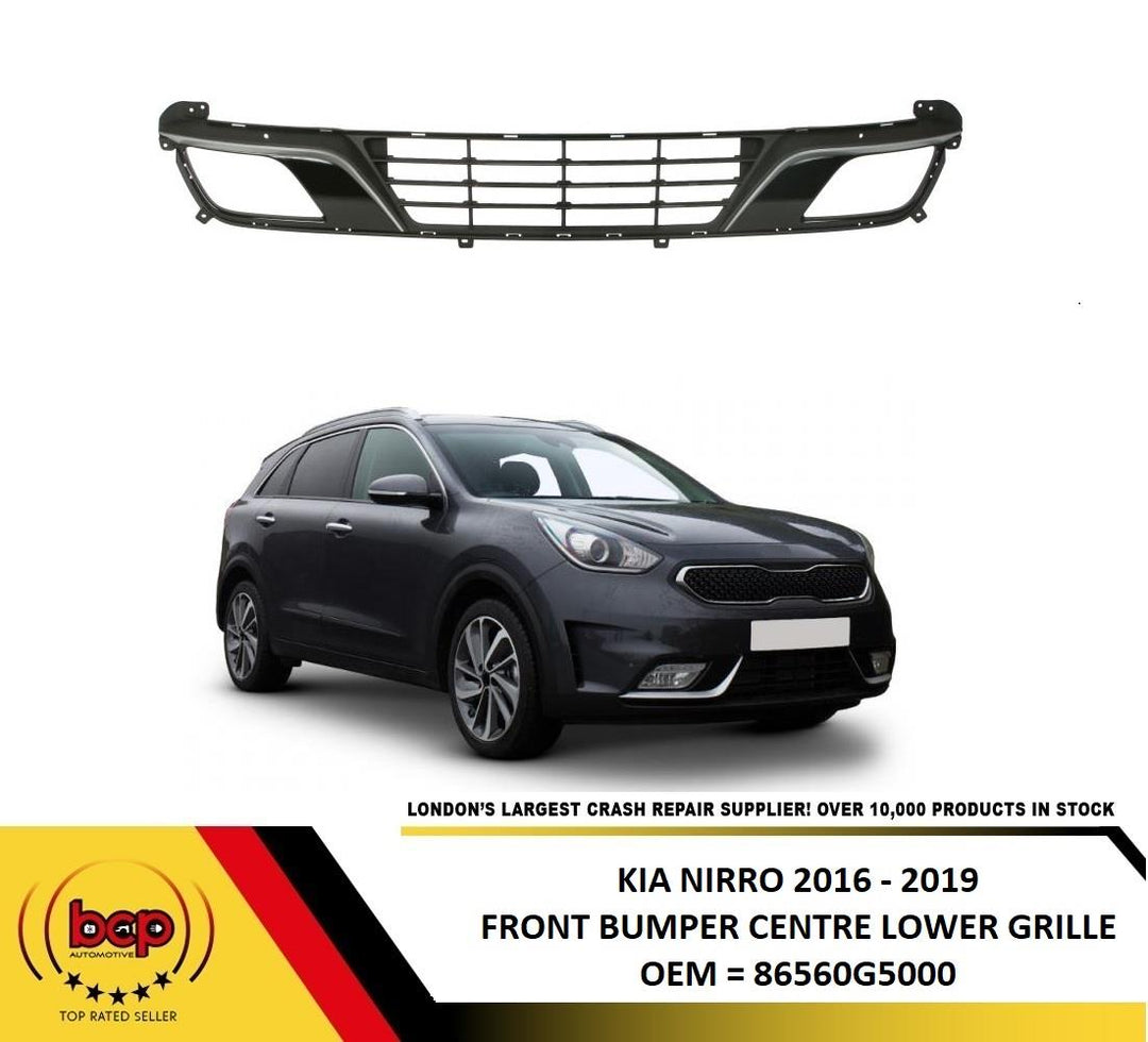 KIA NIRO 2016 - 2019 FRONT BUMPER CENTRE LOWER GRILLE WITH CHROME GLOSS BLACK