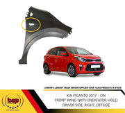 KIA PICANTO 2017 - 2023 FRONT WING FENDER WITH HOLE RIGHT DRIVERS OFFSIDE