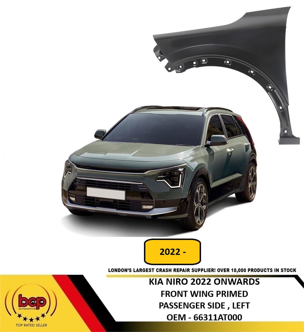 KIA NIRO 2022 ON  FRONT WING FENDER PRIMED WITH WHEELARCH HOLES PASSENGER LEFT