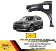 KIA NIRO 2022 ON  FRONT WING PRIMED WITH CHARGING HOLE PASSENGER LEFT