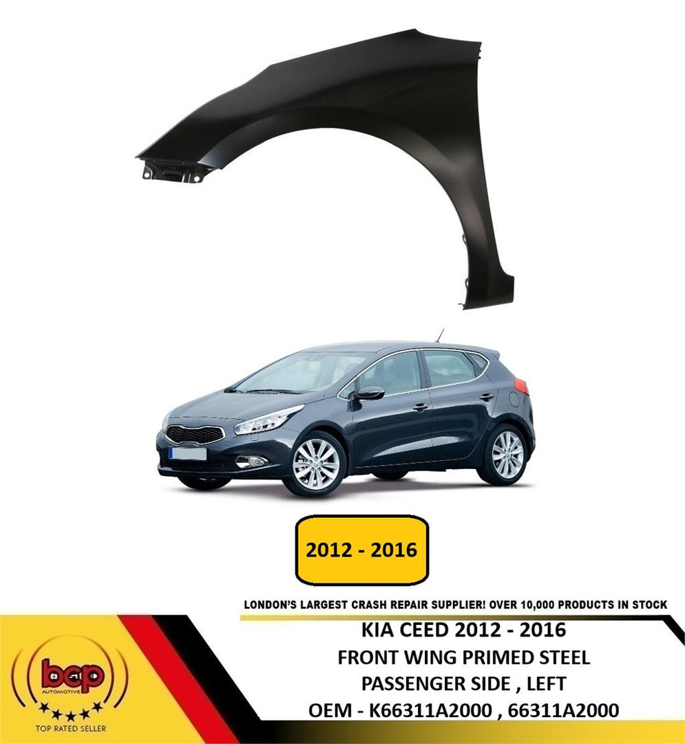 KIA CEED 2012 - 2016 FRONT WING FENDER PRIMED STEEL PASSENGER SIDE LEFT NEW