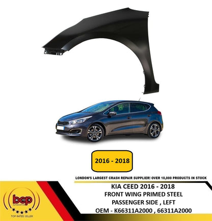 KIA CEED 2016 - 2018 FRONT WING FENDER PRIMED STEEL PASSENGER SIDE LEFT NEW