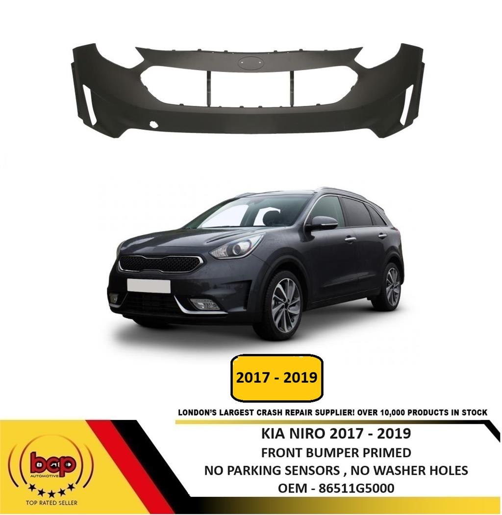 KIA NIRO 2017 – 2019 FRONT BUMPER PRIMED NO PARKING SENSORS NO WASHER HOLES