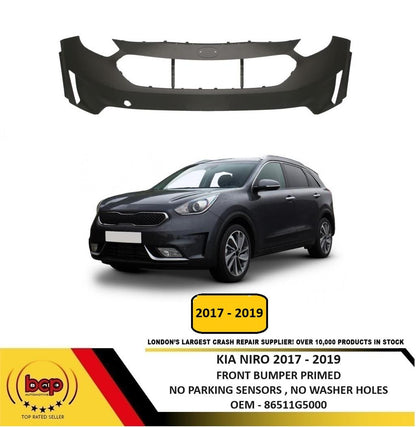 KIA NIRO 2017 – 2019 FRONT BUMPER PRIMED NO PARKING SENSORS NO WASHER HOLES