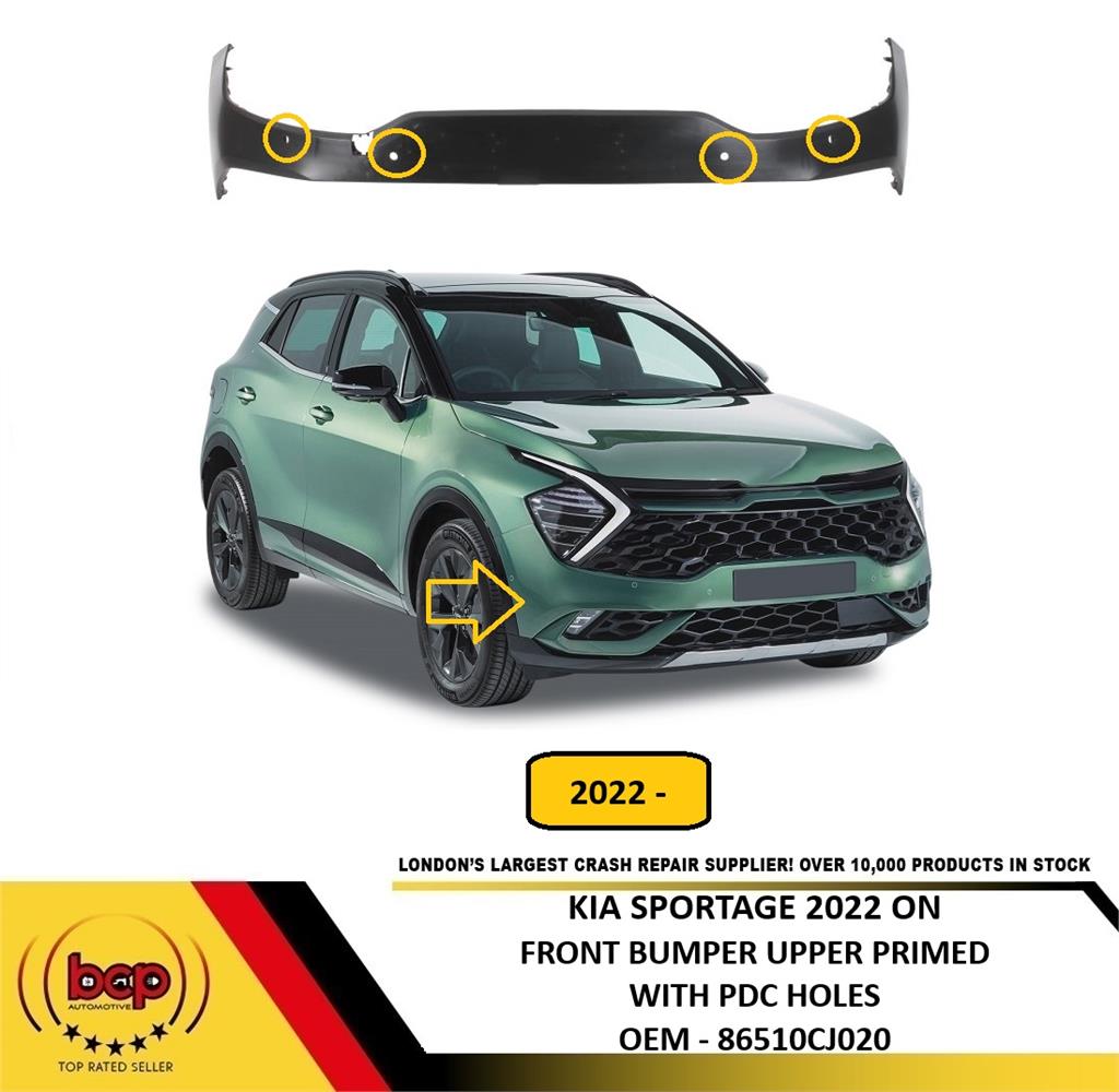 KIA SPORTAGE 2022 ON FRONT BUMPER UPPER SECTION PRIMED WITH PARKING SENSOR HOLES