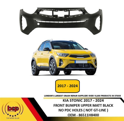 KIA STONIC 2017 - 2024 FRONT BUMPER UPPER MATT BLACK NO PDC HOLES NOT GT-LINE