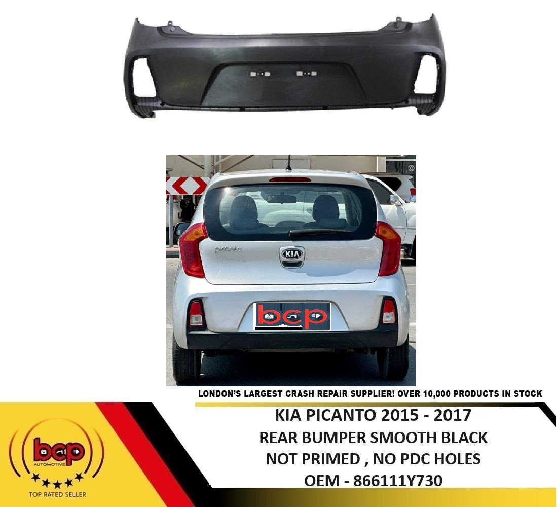KIA PICANTO 2015 – 2017 REAR BUMPER SMOOTH BLACK TO BE PRIMED FOR 5 DOOR MODELS
