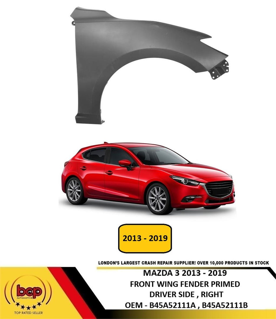 MAZDA 3 2014 - 2019 FRONT WING FENDER PRIMED DRIVER SIDE RIGHT NEW