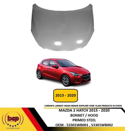 MAZDA 2 HATCHBACK 2015 – 2020 BONNET HOOD PRIMED STEEL INSURANCE APPROVED NEW