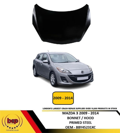 MAZDA 3 2009 - 2014 BONNET PANEL PRIMED STEEL HOOD NEW UK SELLER LONDON BASED