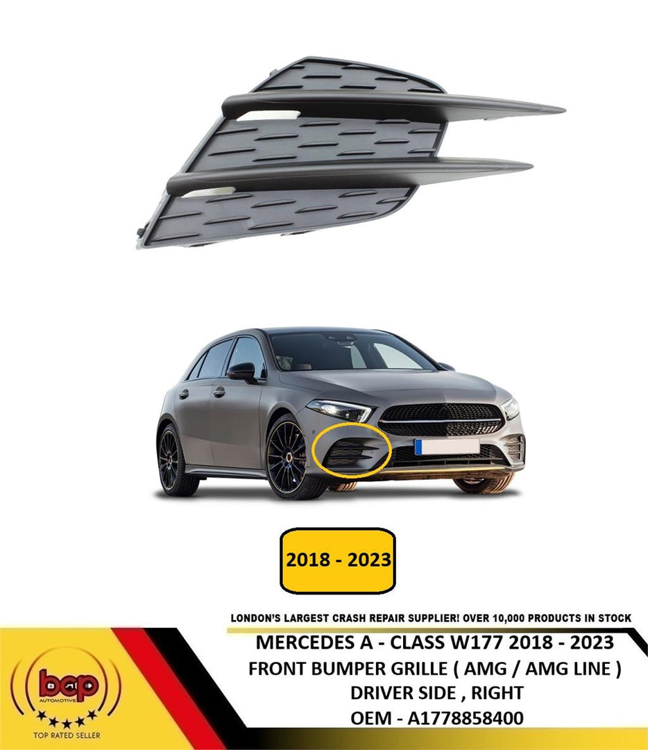 MERCEDES A CLASS W177 2018 - 2023 FRONT BUMPER GRILLE AMG DRIVER SIDE RIGHT