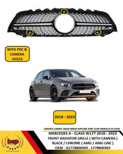 MERCEDES A CLASS 2018 - 2023 FRONT RADIATOR GRILLE BLACK CHROME AMG LINE AMG45