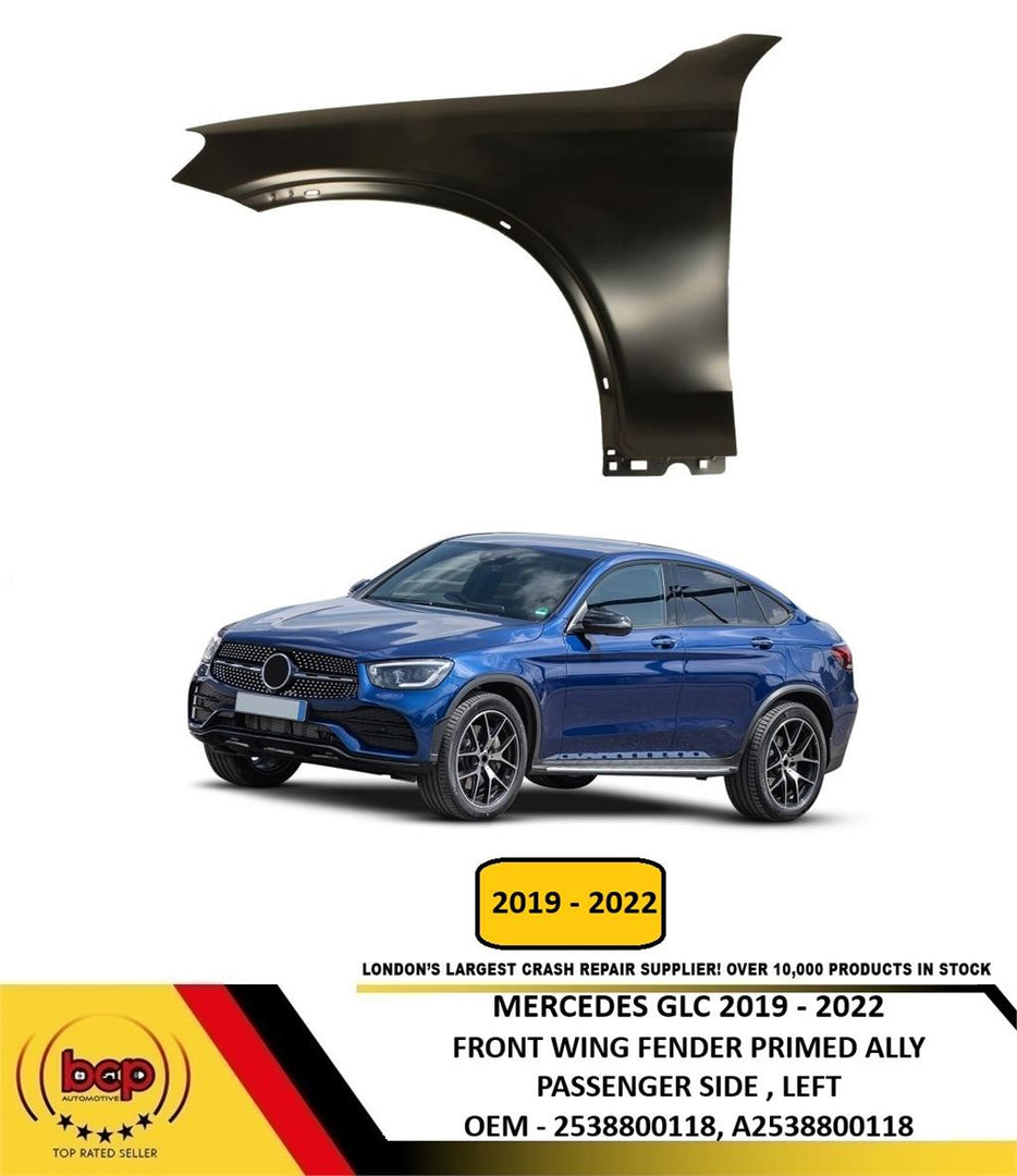 MERCEDES GLC 2019-2022 FRONT WING C253 W253 PRIMED ALUMINIUM PASSENGER SIDE LEFT