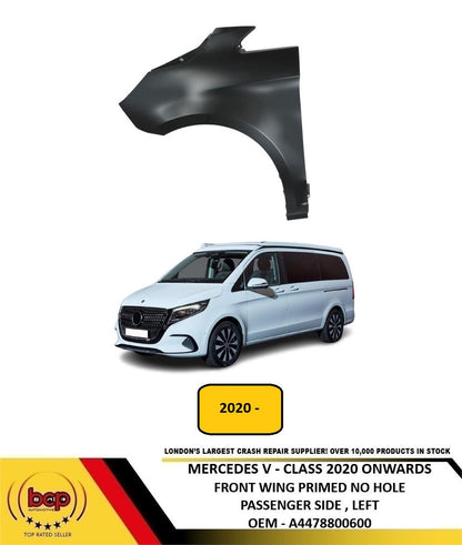 MERCEDES V - CLASS W447 2020 ON FRONT WING FENDER PRIMED NO HOLE PASSENGER LEFT