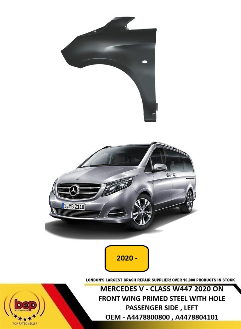 MERCEDES V-CLASS W447 2020 ON FRONT WING PRIMED FENDER WITH HOLE PASSENGER LEFT