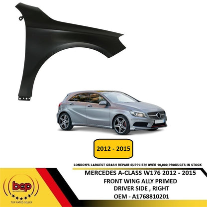 MERCEDES A CLASS W176 2012 -2015 FRONT WING PRIMED ALUMINIUM DRIVER SIDE RIGHT