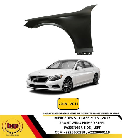 MERCEDES S CLASS W222 2013 – 2017 FRONT WING PRIMED STEEL PASSENGER SIDE LEFT
