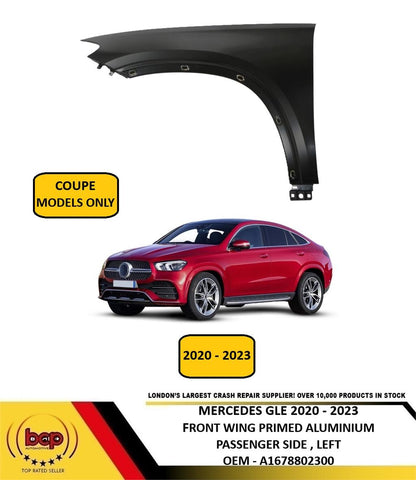 MERCEDES GLE COUPE AMG 2020 - 2023 FRONT WING PRIMED ALUMINIUM PASSENGER LEFT