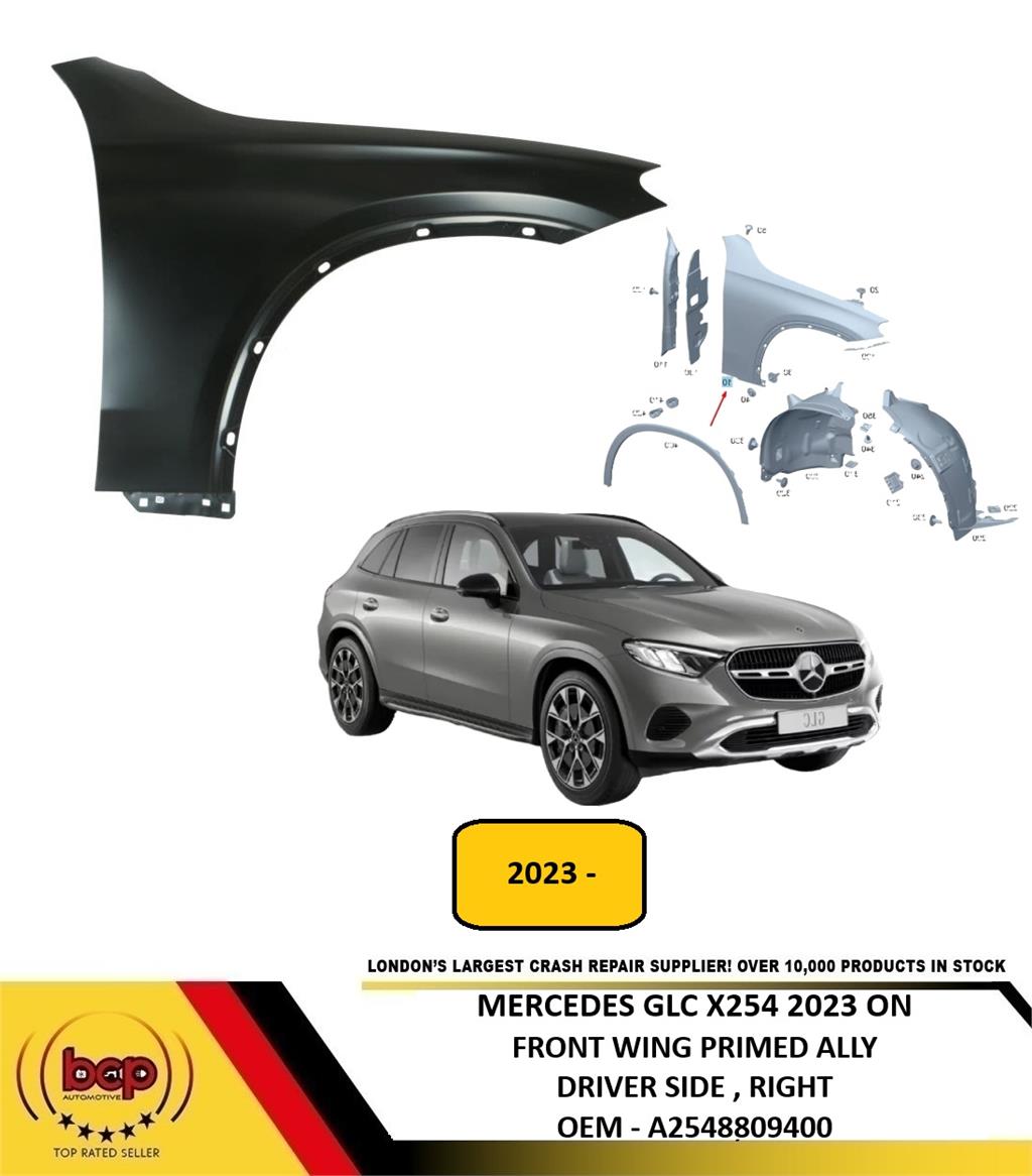 MERCEDES GLC X254 2023 ON FRONT WING PRIMED ALUMINIUM DRIVER RIGHT A2548809400