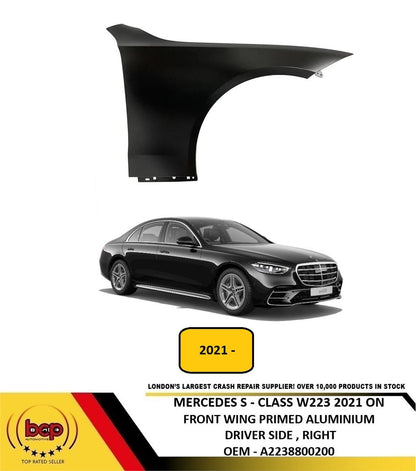 MERCEDES S CLASS W223 2021 ON FRONT WING PRIMED ALUMINIUM DRIVER SIDE RIGHT