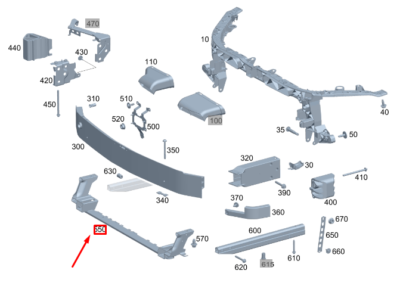 MERCEDES CLA X118 W118 2019 - 2025 FRONT PANEL LOWER RADIATOR SUPPORT REINFORCER