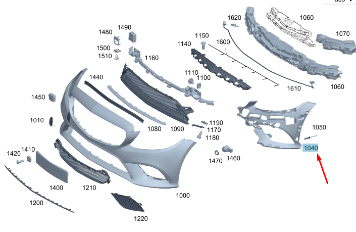 MERCEDES C - CLASS 2018 - 2022 FRONT BUMPER BRACKET AMG AMG LINE PASSENGER LEFT