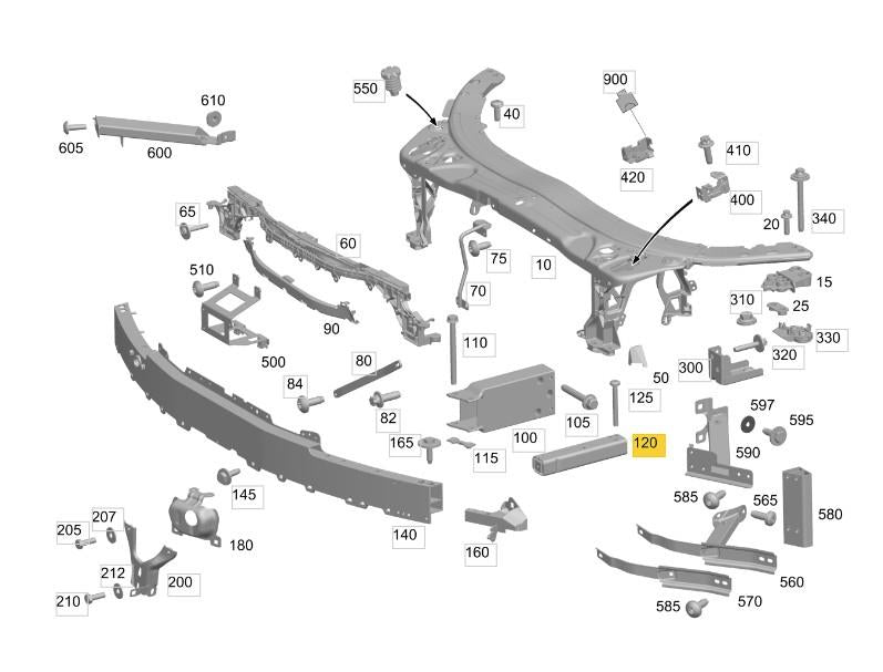 MERCEDES C-CLASS W205 S205 2018 - 2022 FRONT REINFORCER CHASIS LEG BRACKET MOUNT