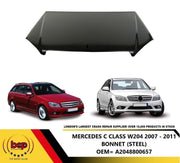 MERCEDES C CLASS W204 2007 - 2011 BONNET STEEL HOOD PANEL READY TO PAINT