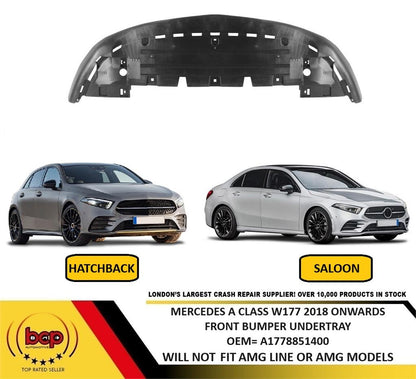 MERCEDES A CLASS W177 2018 ON FRONT BUMPER UNDERTRAY SHIELD SPOLIER LIP NOT AMG