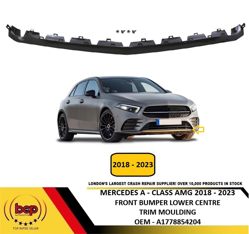 MERCEDES A35 AMG 2018 – 2023  FRONT BUMPER LOWER MOULDING CENTRE GLOSS BLACK