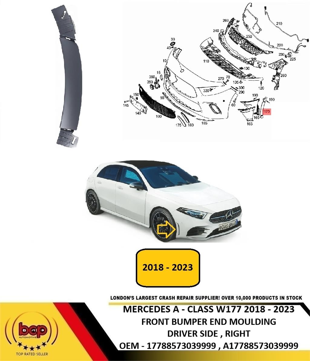 MERCEDES A CLASS W177 2018 - 2023 FRONT BUMPER END MOULDING AIR INTAKE RIGHT