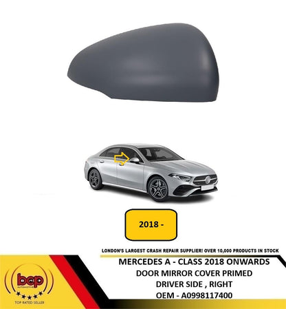MERCEDES A-CLASS W177 V177 2018 ON DOOR MIRROR COVER PRIMED DRIVER SIDE RIGHT