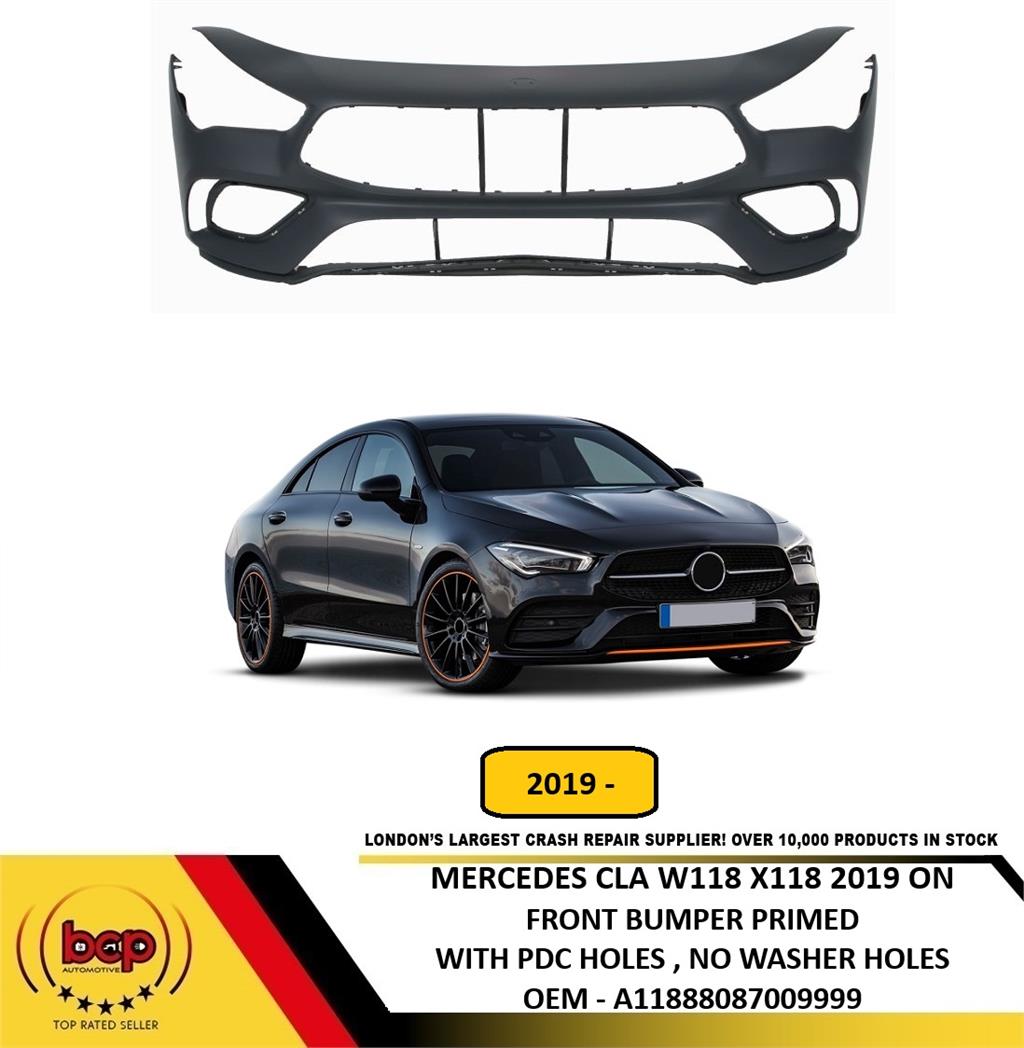 MERCEDES CLA 2019 ON W118 FRONT BUMPER PRIMED WITH PARKING SENSOR HOLES